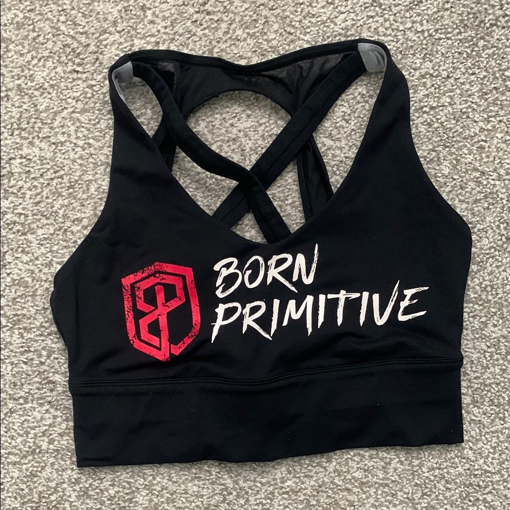 Born Primitive Black and Red Cross-Back Sports Bra